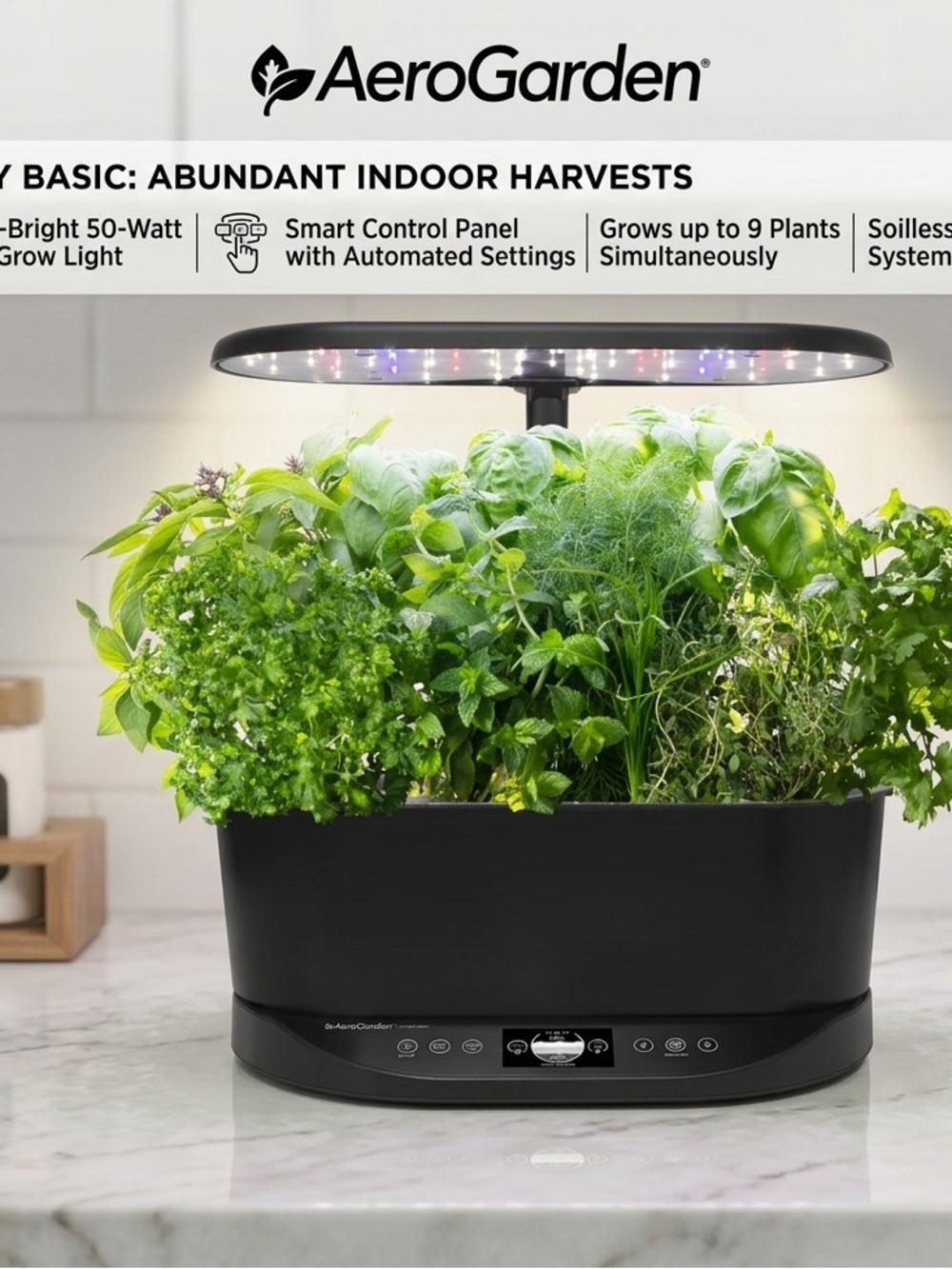 AeroGarden Basic Indoor Hydroponic Smart Garden - Black